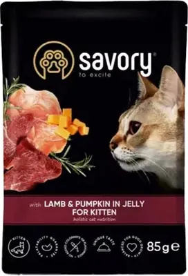 Produktbild von Herzhafter Lamm- und Kürbis in Gelee für Kätzchen 85g - Leckerli für Katzen
