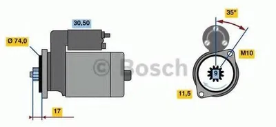 Zdjęcie produktu dla BOSCH 0 986 023 560 Rozrusznik 2 kW do TOYOTA Yaris hatchback (P9) 12 V