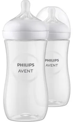 Image de Lot de 2 Biberons Philips Avent Natural 3.0 SCY906 02 , 330 ml , Tétine Forme du Sein Anti Colique et Anti Fuite