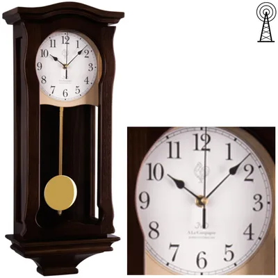 Produktbild von JVD NR2219/23 Wanduhr Funk Funkwanduhr mit Pendel Holz nussbaum farben Melodie