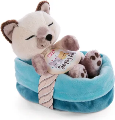 Produktbild von Nici Sleeping Pets Kuscheltier – Siamkatze, schlafend im Körbchen – 12 cm