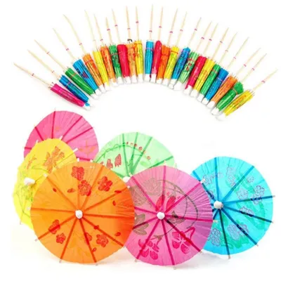 100 bunte Cocktail-Papier-Paraplu's, tropische Deko, 10 cm
