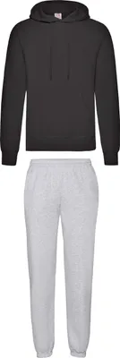 Produktbild von Fruit of the Loom Jogginganzug - Jogginghose & Kapuzensweatshirt, Farbe:Grau & Schwarz, Größe:M