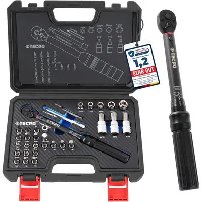 Produktbild von TECPO Fahrrad Drehmomentschlüssel Set 1/4" 2,5-25Nm Feinmechanik Schlüssel