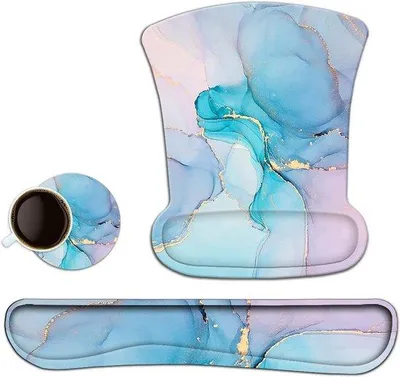 Produktbild von Ergonomische Gel-Mausmat mit Unterlegern - Antislip-Basis - Computer-Home-Office - Pulssteckset für Tastatur - Pulssteckset für Ergonomie