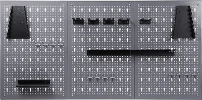 Produktbild von ONDIS24 Lochwand mit Metall Haken grau NEU