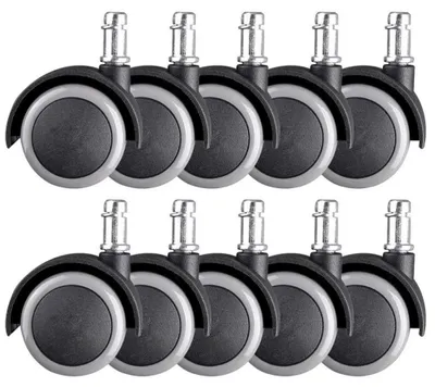 Produktbild von 10-teiliges Set geräuschloser, multidirektionaler Lenkrollen für Bürostühle und Möbel