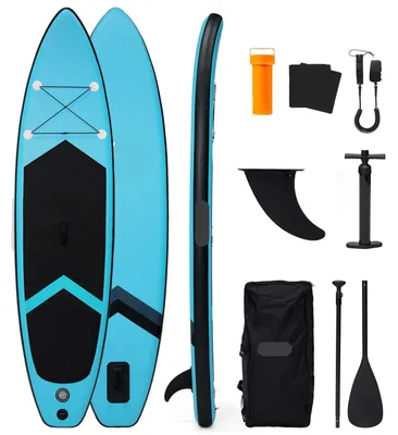 Produktbild von Aufblasbares SUP-Board mit Handpumpe und Tragetasche, geeignet für Anfänger und erfahrene Nutzer