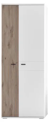 Produktbild von Garderobenschrank >Menaro< in weiss / Viking Oak Nachbildung - 75x198x37 (BxHxT)