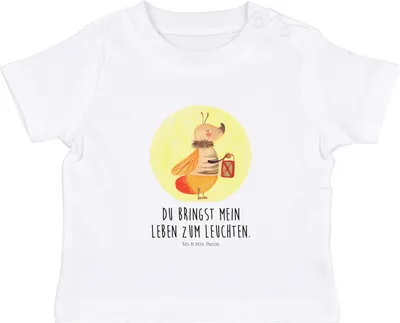 Produktbild von Mr. & Mrs. Panda Babyshirt Glühwürmchen 6. - 12. Monat - Weiß - Geschenk, Lustige Sprüche, Liebesspruch, Baby Shirt, Oberteil, Liebe, Kinder, Leuchten, Falter, Jahrestag