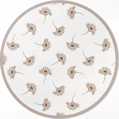 Produktbild von Zarte Boho-Gänseblümchen – Vinyl Küchenteppich – fi 50cm – Rutschfest, pflegeleicht & langlebig