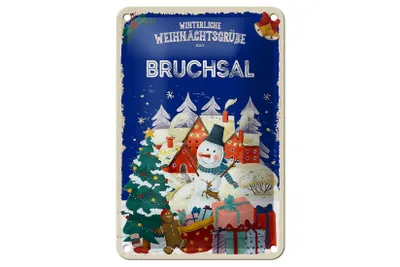 Produktbild von Blechschild Weihnachtsgrüße BRUCHSAL Geschenk Dekoration  12x18cm