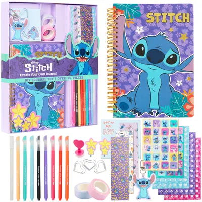 Zdjęcie produktu dla Zestaw notatników Disney Stitch dla dziewczynek. Puste notatniki do samodzielnego ozdabiania, zawierające naklejki, długopisy i akcesoria do rękodzieła. Idealny prezent dla dziewczynek i nastolatek