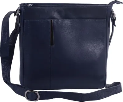 Produktbild von Dunkelblaue Handtasche mit mehreren Reißverschlussfächern und Steckfächern 25x25x7cm
