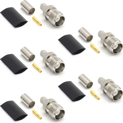 Obrázek produktu pro TNC Buchse LMR240 LMR-240 RG59U RG8X RG-8X HF-Koaxialkabelstecker vernickelt mit vergoldetem Stift (5er-Pack)