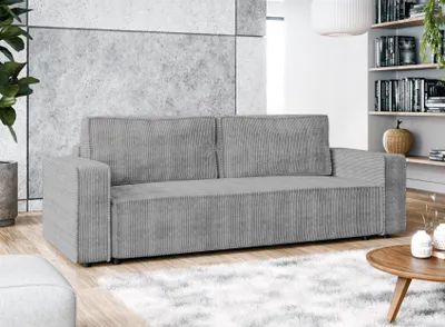 Image de AX LIVING Aydin Cord Canapé 3 places avec fonction sommeil Gris clair