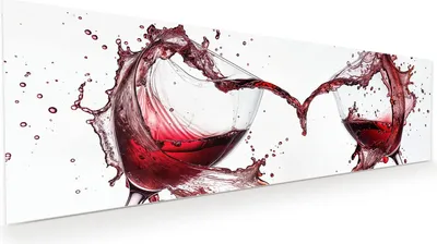 Produktbild von Glasbild 120x40cm in XXL für Wohnzimmer, Schlafzimmer Motiv Weingläser Herz