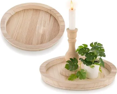 Produktbild von Famanu Holztablett rund - Set aus 2 dekorativen DIY Tabletts