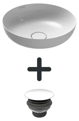 Imagen del producto de Kaldewei MIENA, lavabo de encimera, modelo 3181, diámetro 38 cm, juego que incluye válvula de desagüe permanente