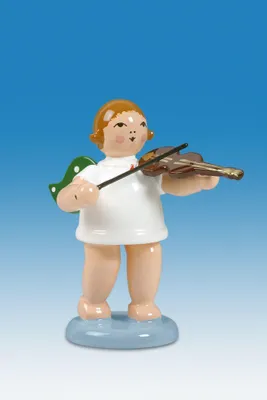 Produktbild von Holzfigur Engel mit Bratsche ohne Krone Höhe 6cm NEU