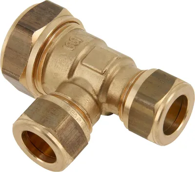 Obrázok produktu pre Kompresná spojka, tvarovka "T", mosadz, 28 mm x 22 mm x 22 mm, pre potrubia
