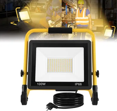 Produktbild von ACXIN LED Baustrahler, LED Arbeitsleuchte für Innendekoration, Baustelle, Werkstatt, Garten oder Garage, IP66 Wasserdicht, Warmweiß, 100W
