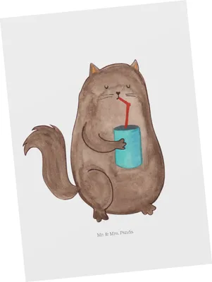Produktbild von Mr. & Mrs. Panda Postkarte Katze Dose - Weiß - Geschenk, trinken, Kater, Ansichtskarten, Haustier, Katzen, Grußkarte, Postkarten, Ansichtskarte, bildkarte, Cat, Durstig