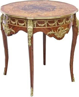 Produktbild von Casa Padrino Barock Beistelltisch Mahagoni Intarsien / Gold H78 x 76 cm - Ludwig XVI Antik Stil Tisch - Möbel