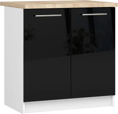 Produktbild von Unterschrank 80 cm VERMINA – weiß/schwarz glänzend