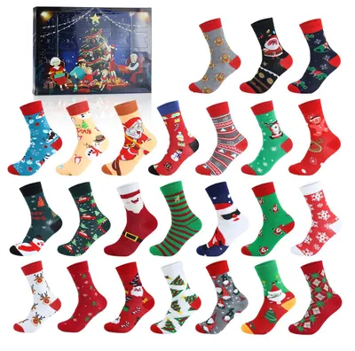 Produktbild von Weihnachtssocken Adventskalender 2026 Frauen Größe 35-38 Weihnachtssocken mit Einzigartigen Designs 24