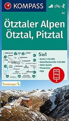 Produktbild von KOMPASS Wanderkarte 43 Ötztaler Alpen, Ötztal, Pitztal 1:50.000