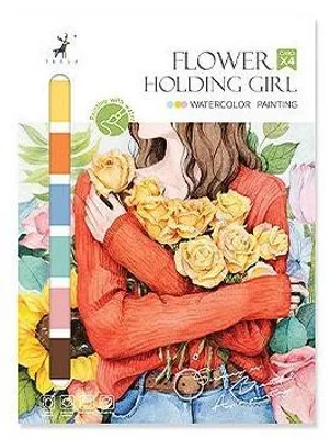 Obrázok produktu pre Omaľovánka sada na akvarelové maľovanie - Flower Holding Girl