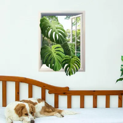 Produktbild von Wandtattoo Monstera Blatt - Selbstklebende Pflanzen Wanddeko - Für Wohnzimmer - Grün