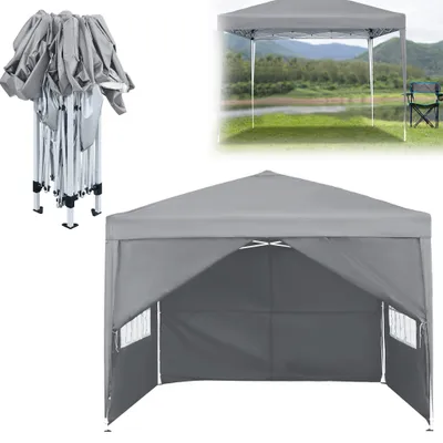 Produktbild von CEEDIR Pop Up Pavillon 3x3m Wasserdicht & Winterfest, Stabiler Faltpavillon mit Seitenwänden und UV-Schutz, Höhenverstellbares Partyzelt für Garten, Camping, Hochzeit & Innenhof, Grau