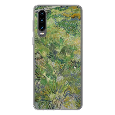 Produktbild von MuchoWow® Handyhülle Schutzhülle Hülle für Huawei P30 Grasige Wiese mit Blumen und Schmetterlingen - Vincent van Gogh Silikon Softcase Handy Hülle - Kartenbesitzer