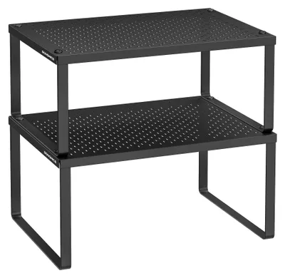 Produktbild von Gewürzregal - Schrank-Organizer - Stapelbar - Erweiterbar - Stahl - Vielseitige Aufbewahrung - Für Schrank & Arbeitsplatte - Schwarz