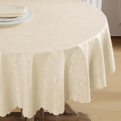 Produktbild von Tischdecke rund 80 cm abwaschbar beige Polyurethan 350GSM wasserdicht