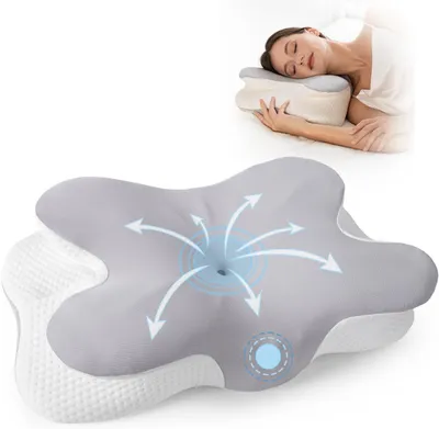 Produktbild von Nackenkissen, Kopfkissen, Memory Foam Kissen, Ergonomisches Orthopädisches, gegen Nackenschmerzen für Seitenschläfer, Rückenschläfer, Bauchschläfer