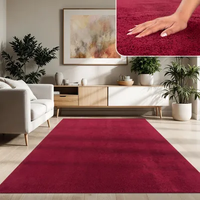 Produktbild von Moderner Wohnzimmer Teppich Kurzflor Waschbar Weich Felloptik Anti-Rutsch Grösse 120x160 cm