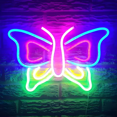 Obrázek produktu pro NEONOVÉ LED světlo, dekorativní nástěnné světlo, barevný motýl, cca 30 x 24 x 2 cm