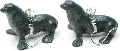 Produktbild von Robbe Ohrringe Miniblings Hänger Tier Seelöwe Seehund Meer Ozean dunkelgrau