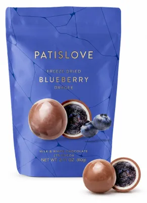 Produktbild von Patislove Heidelbeer Dragee Gefriergetrocknet in Schweizer Schokolade