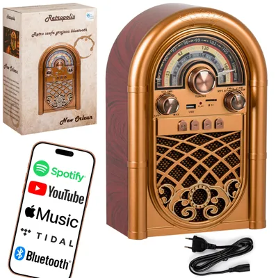 Produktbild von Retropolis New Orlean Retro Radio Bluetooth USB microSD Powerbank FM AM SW Akku Radio