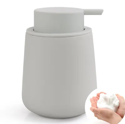 Obrázek produktu pro Dávkovač mýdla, šedá barva, 350 ml, náplň, keramika, velká pumpa, vhodný do kuchyně a koupelny