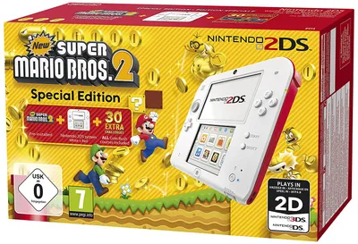Produktbild von Nintendo 2DS - Konsole (weiß + rot) inkl. New Super Mario Bros. 2 (vorinstalliert)