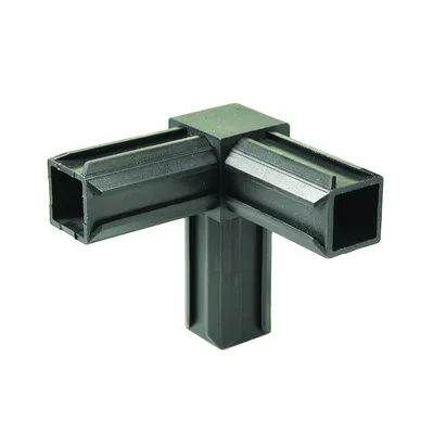 Immagine prodotto di Alberts 859817 Connettore per tubi XD, uscita a 90° e un'altra uscita ad angolo retto, plastica, nero, 20 x 20 x 1,5 mm, set da 10