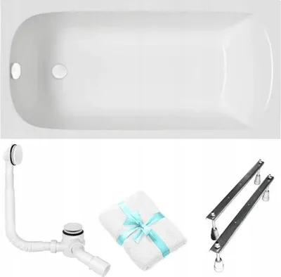 Produktbild von Aqua For You | Polimat Badewanne Classic - 120x70cm - Acryl - Weißer Syfon - Füße