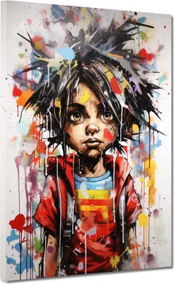 Produktbild von Pop Art Kid Style Leinwandbild Wandbild Kunstdruck XL Deko: 120x160x4cm