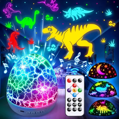 Produktbild von Dinosaurier Spielzeug Nachtlicht Kinder Projektor, 15 Musik Nachtlicht kinder Dinosaurier Spielzeug, 3 Filme+31 Farben Dino Lampe, Fernbedienung+Helligkeit+Timer Dino Ei, Junge 4 Jahre Geschenkideen