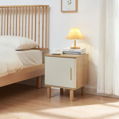 Produktbild von Nachtschrank 'Ferrersp' mit Tür 50 x 40 x 40 cm Eicheoptik / Sandfarben